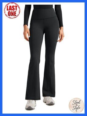 High Waisted Flare Scrub Pants 31" Inseam Slim Fit Stretch Yoga Waistband